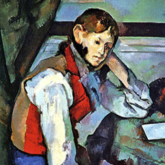 reproductie The boy in the red vest van Paul Cezanne